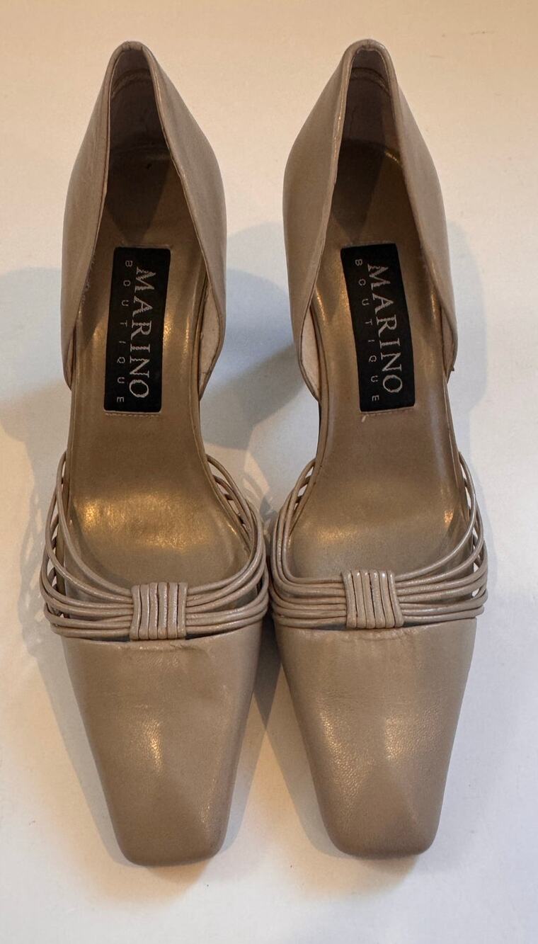 Vtg Marino Boutique Tan Block Heel Size 6.5M Women's 3" Heel Slip On